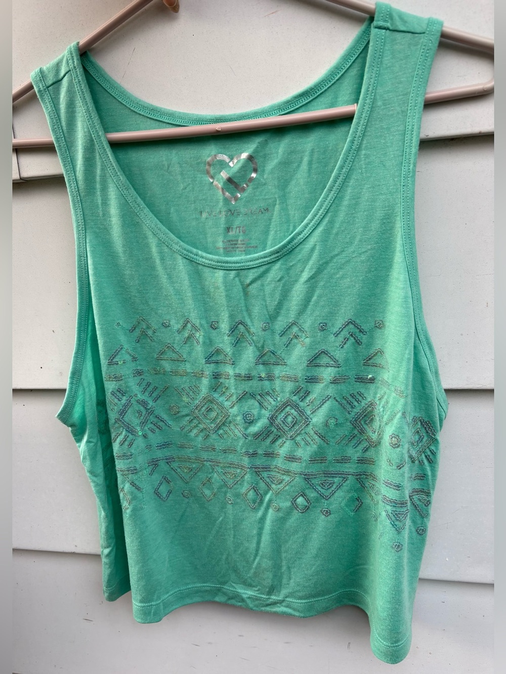 American Eagle Outfitters teal Aztec Metallic Crop Tank